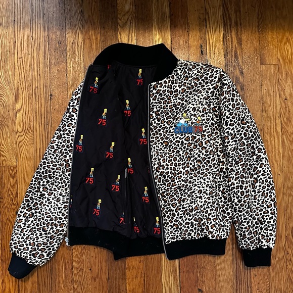 rare animal print bomber jacket from club 75 size s with simpson lining - Picture 2 of 4